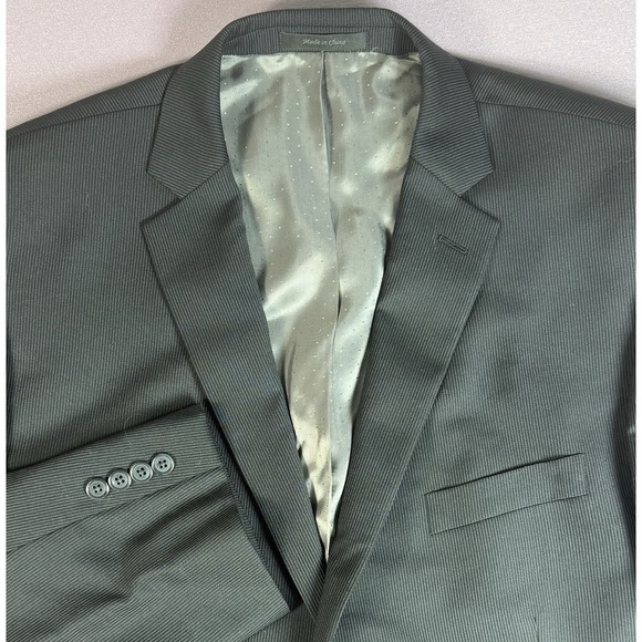 Calvin Klein Stripped Blazer 2-Button Men's 48L Wool Double Vented - Picture 1 of 7